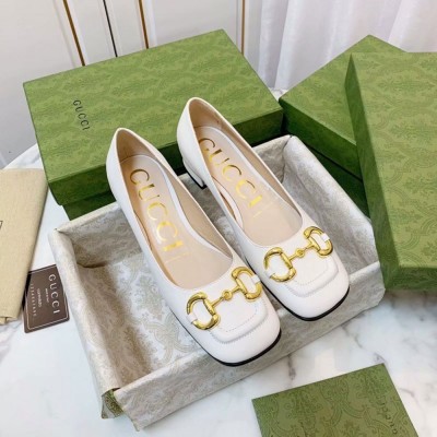 Gucci Ballet Flats in White Leather with Horsebit