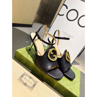 Gucci Blondie Sandals 85mm in Black Leather