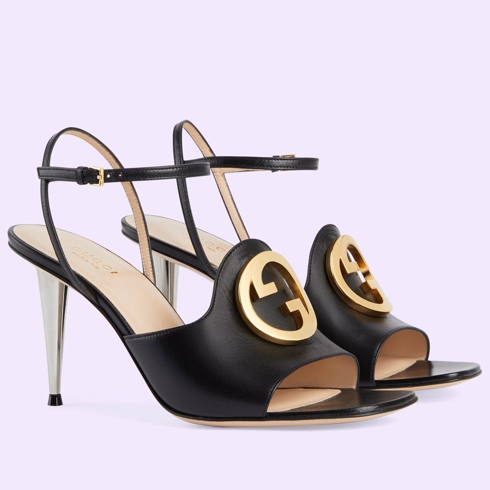 Gucci Blondie Sandals 85mm in Black Leather