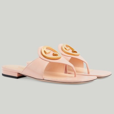 Gucci Blondie Thong Sandals in Pink Leather