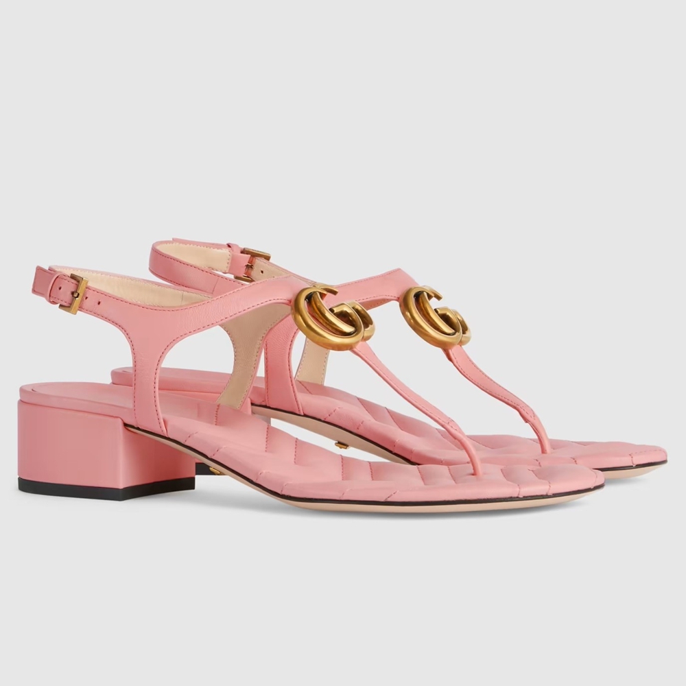 Gucci Double G Sandals in Pink Leather