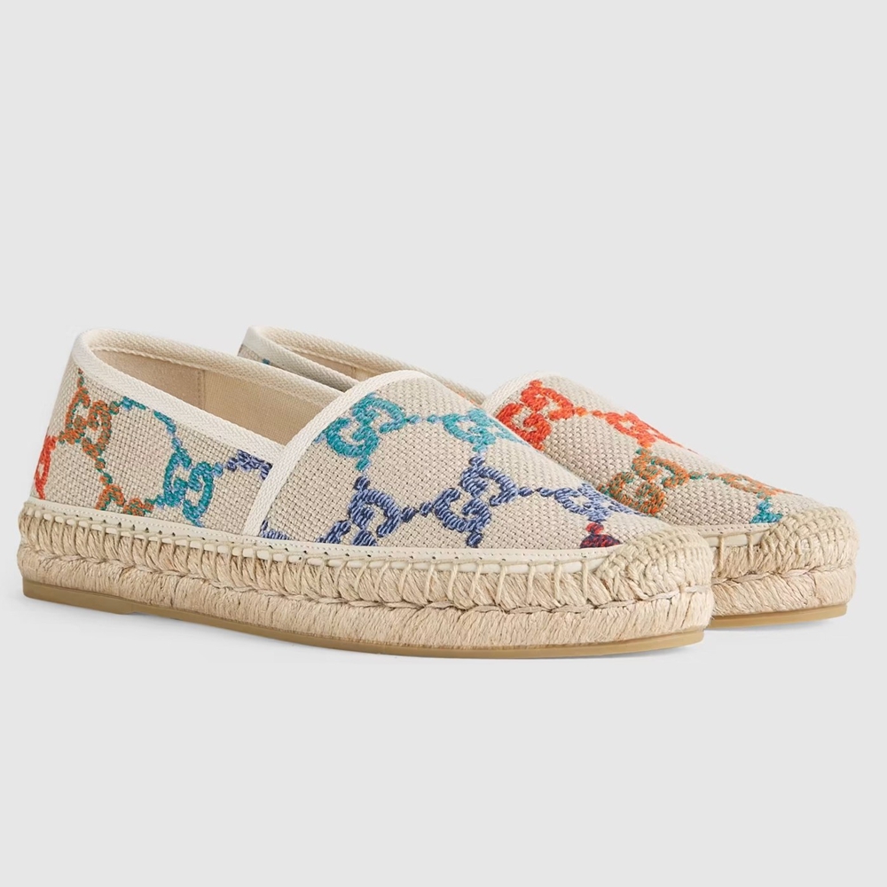 Gucci Espadrilles In Multicolor GG Linen Canvas