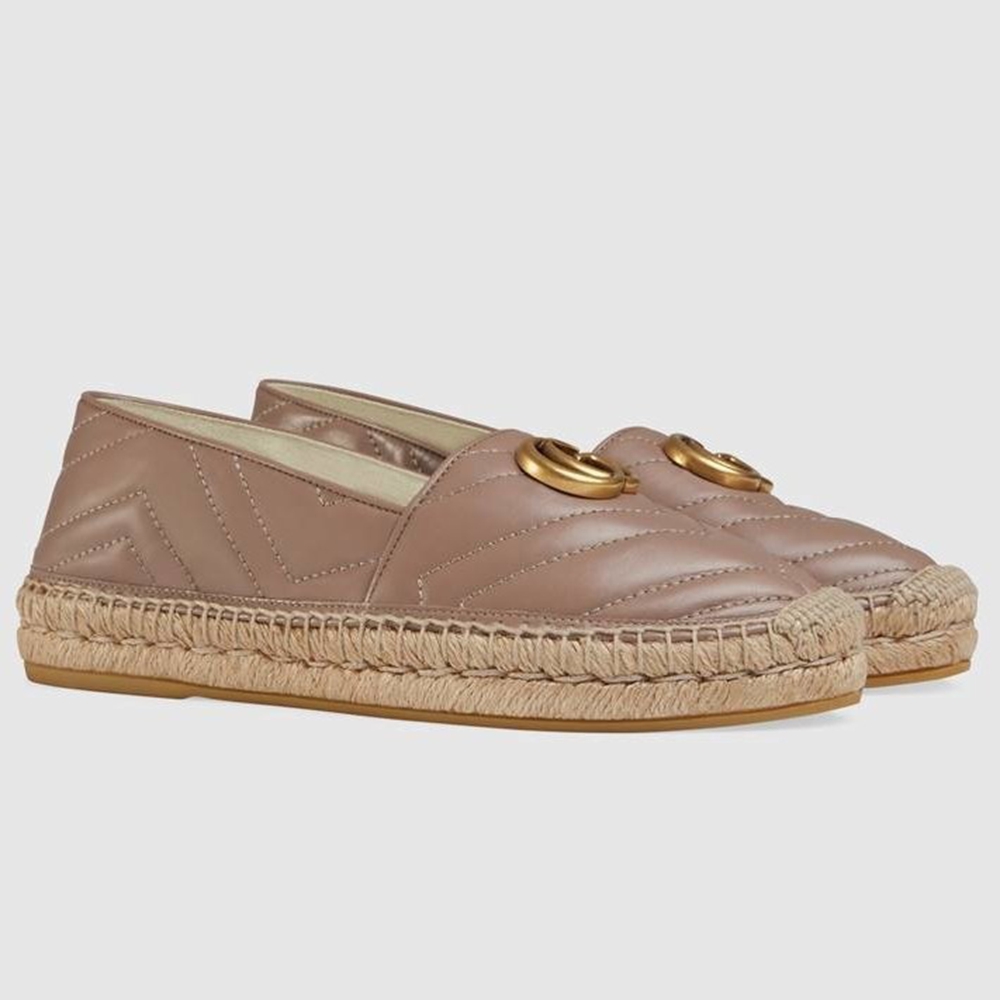 Gucci Espadrilles in Dusty Pink Matelasse Leather with Double G