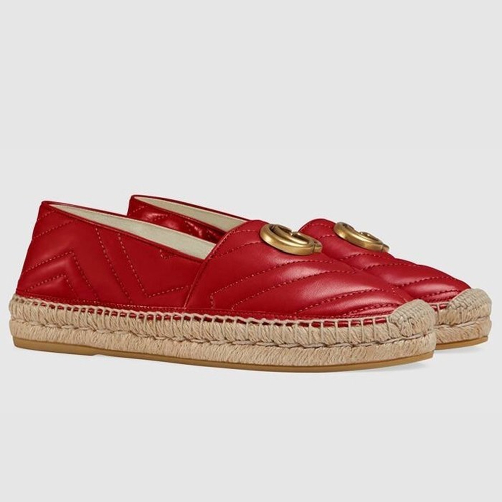 Gucci Espadrilles in Red Matelasse Leather with Double G