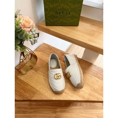 Gucci Espadrilles in White Matelasse Leather with Double G