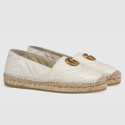 Gucci Espadrilles in White Matelasse Leather with Double G