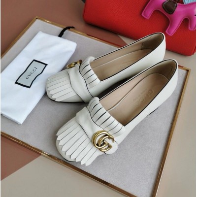 Gucci Fringed Pumps 50mm In White Leather