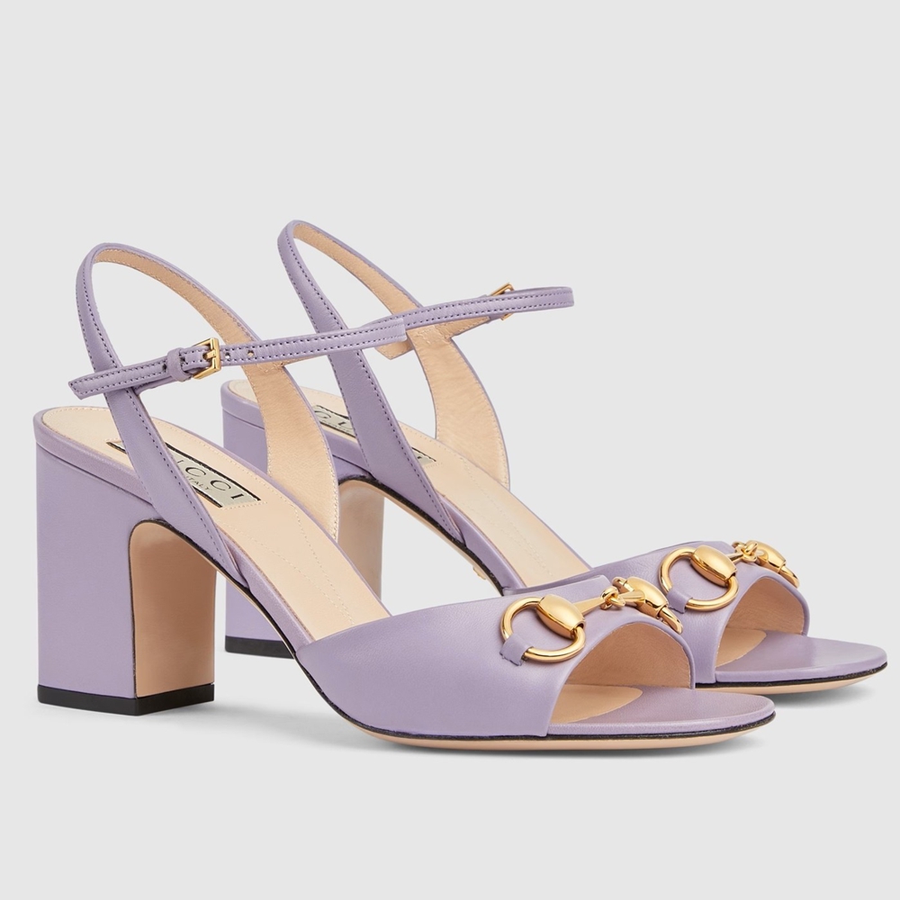 Gucci Horsebit 75mm Sandals in Lilas Leather