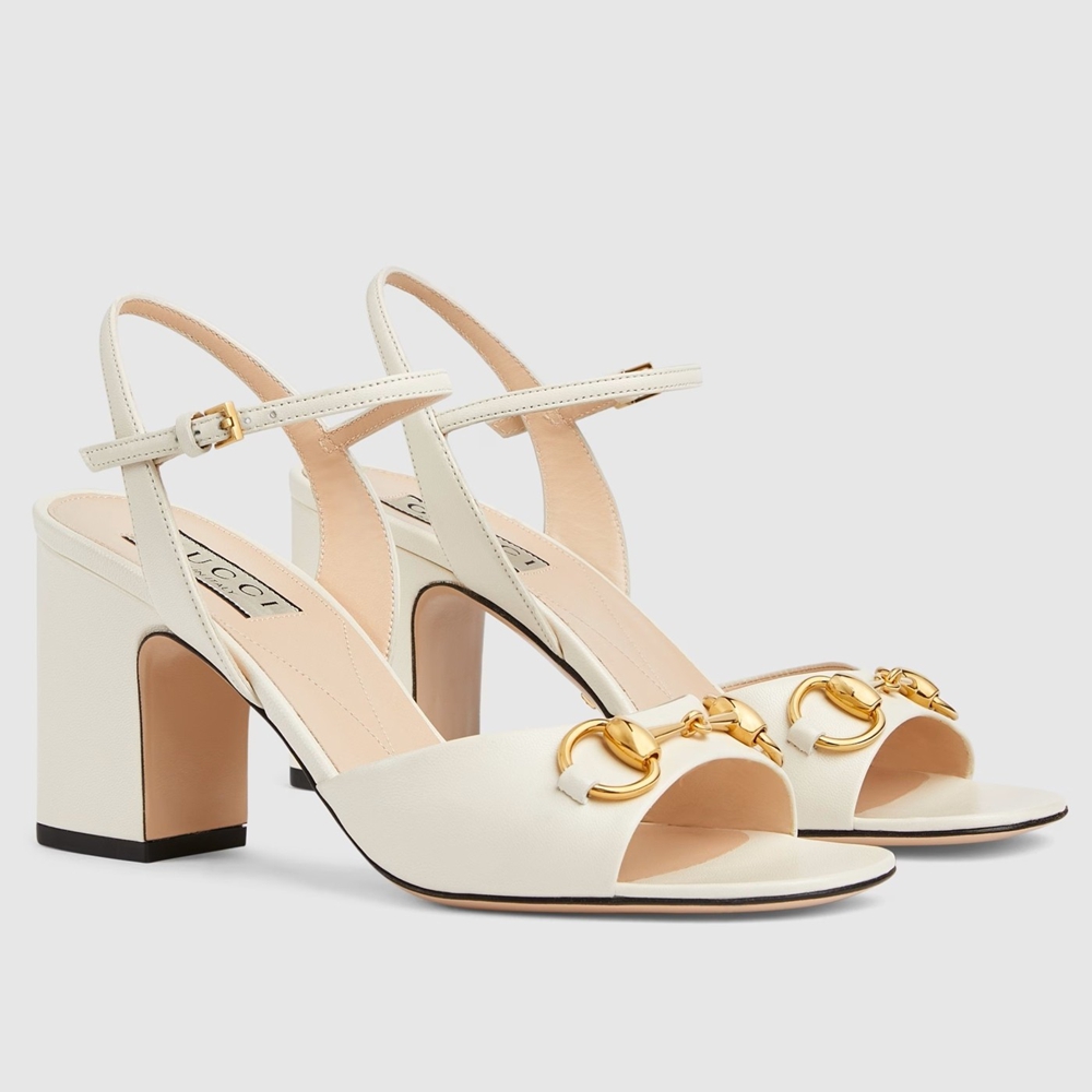 Gucci Horsebit 75mm Sandals in White Leather