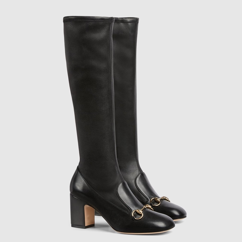 Gucci Horsebit Knee-High Boots 75mm in Black Leather