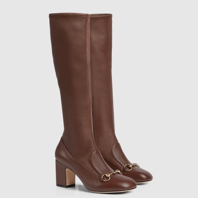 Gucci Horsebit Knee-High Boots 75mm in Dark Brown Leather