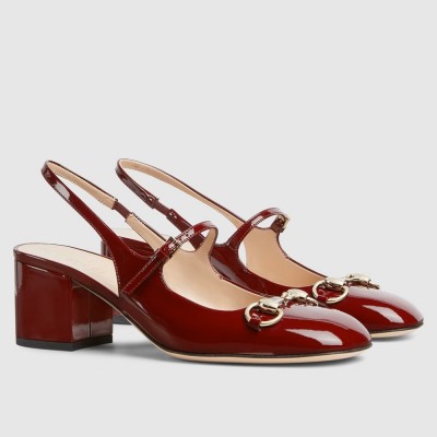 Gucci Horsebit Mary Jane Pumps in Red Patent Calfskin