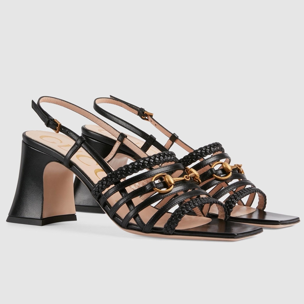 Gucci Horsebit Sandals 75mm in Black Leather