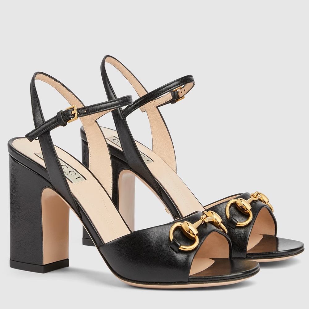 Gucci Horsebit Sandals 95mm in Black Leather