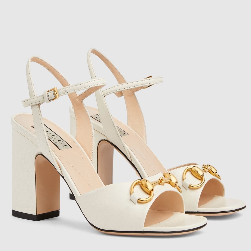 Gucci Horsebit Sandals 95mm in White Leather