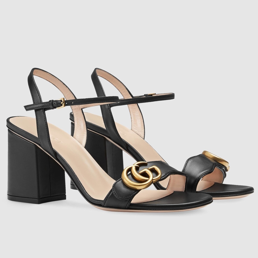 Gucci Marmont Sandals 75mm in Black Leather