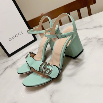 Gucci Marmont Sandals 75mm in Pastel Green Leather