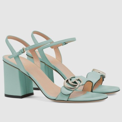 Gucci Marmont Sandals 75mm in Pastel Green Leather