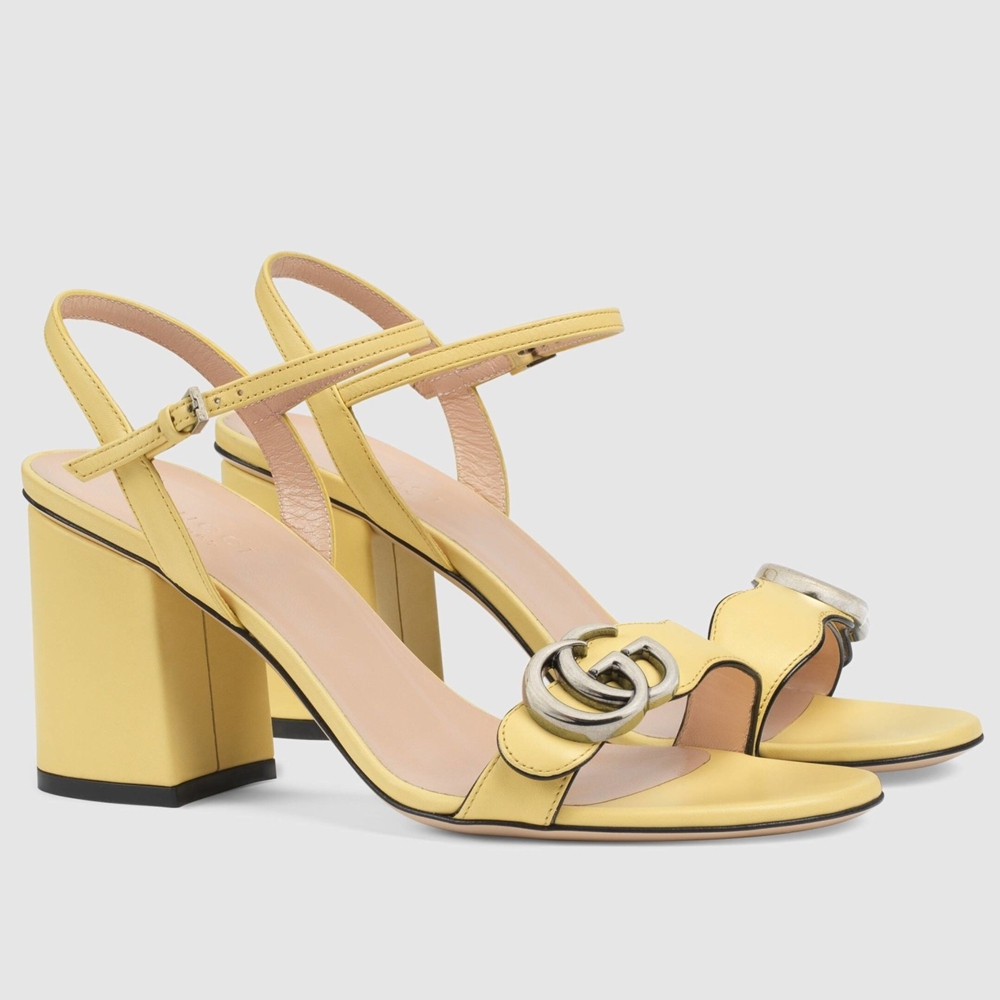 Gucci Marmont Sandals 75mm in Pastel Yellow Leather