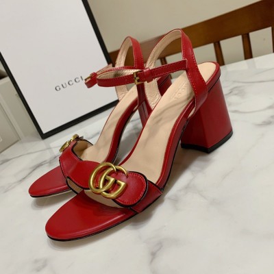 Gucci Marmont Sandals 75mm in Red Leather