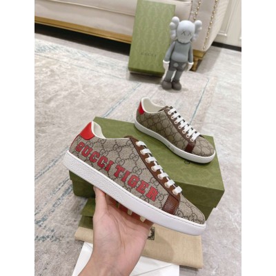 Gucci Men Ace Sneakers in GG Canvas with Boutique Print