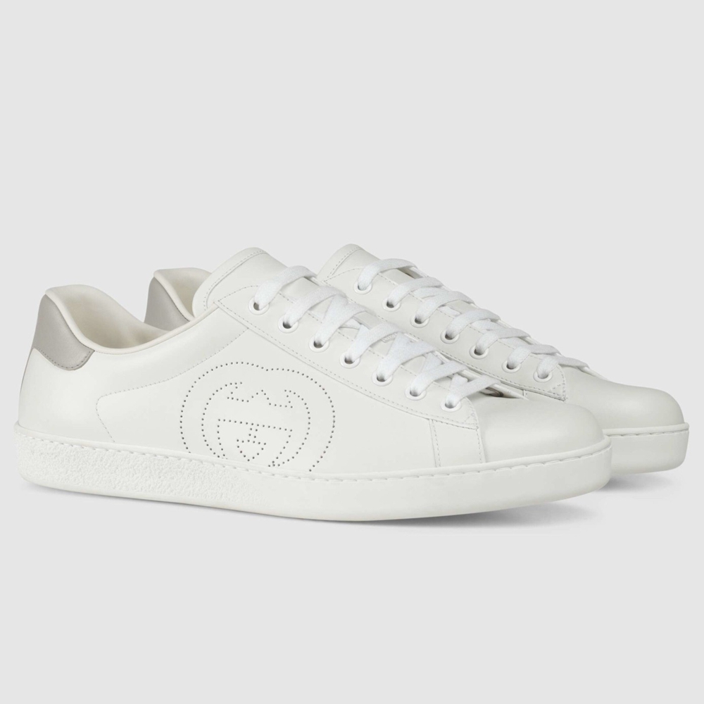 Gucci Men Ace Sneakers in White Leather with Interlocking G