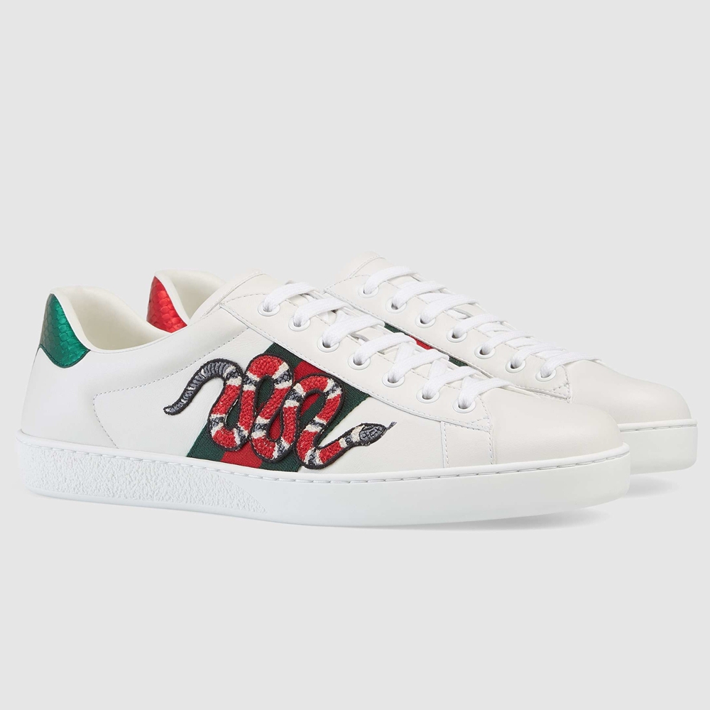 Gucci Men Ace Sneakers with Embroidered Kingsnake