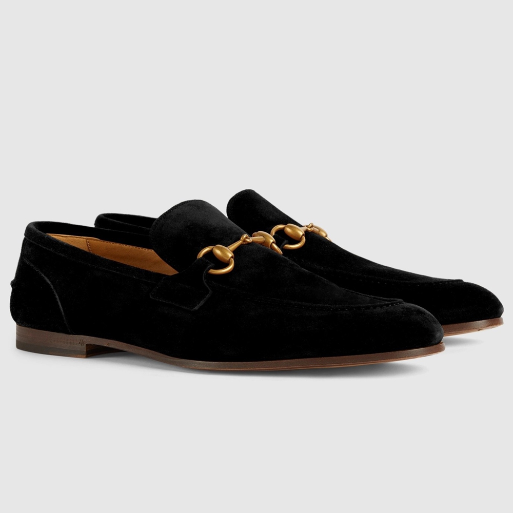 Gucci Men Jordaan Loafers in Black Suede Leather