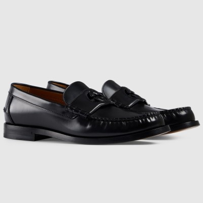 Gucci Men Loafers in Noir Leather with Interlocking G