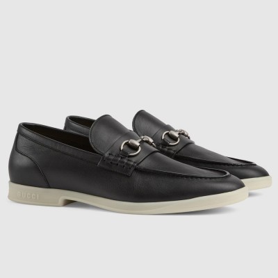 Gucci Men Loafers with Horsebit in Black Leather