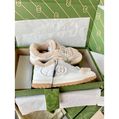 Gucci Men MAC80 Sneakers in White Leather with Wool