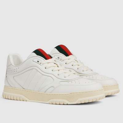 Gucci Men Re-Web Sneakers in White Leather