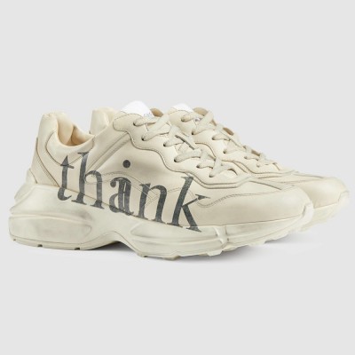 Gucci Men Rhyton Sneakers with Thank Print