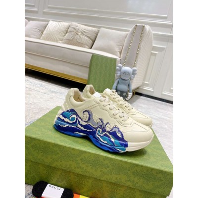 Gucci Men Rhyton Sneakers with Wave Print