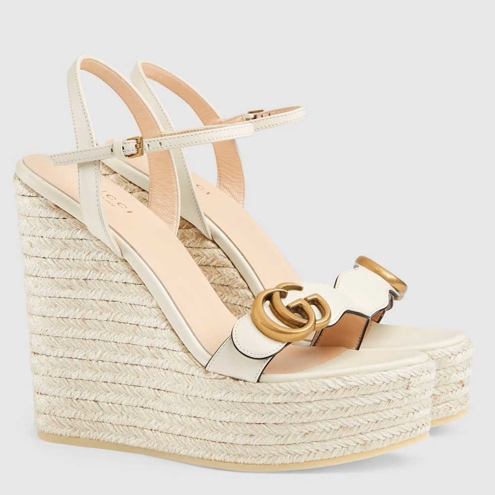 Gucci Platform Espadrilles In White Leather