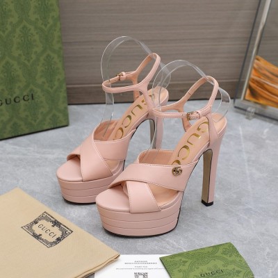 Gucci Platform Sandals 135mm in Pink Leather