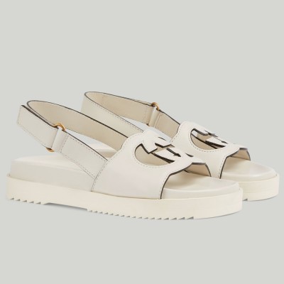 Gucci Slingback Interlocking G Sandals in White Leather