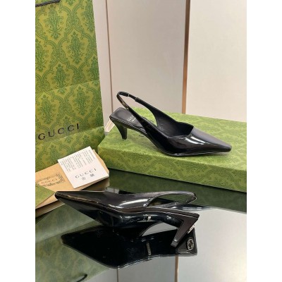 Gucci Slingback Pumps 55mm in Black Patent Leather