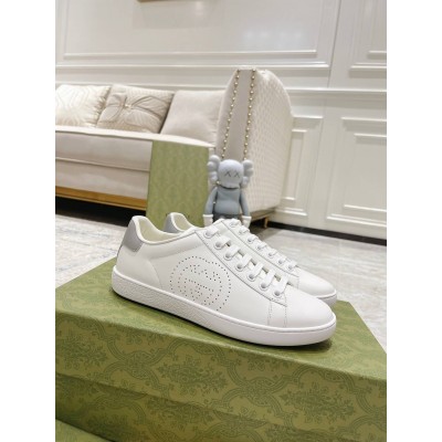 Gucci Women Ace Sneakers in White Leather with Interlocking G