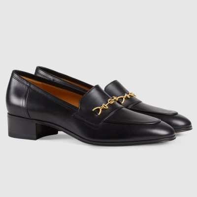 Gucci Women Interlocking G Horsebit Loafers In Black Leather