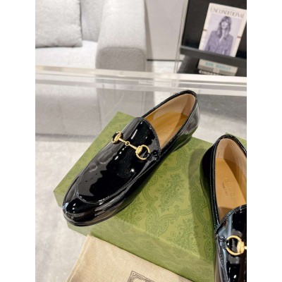 Gucci Women Jordaan Loafers in Black Patent Calfskin