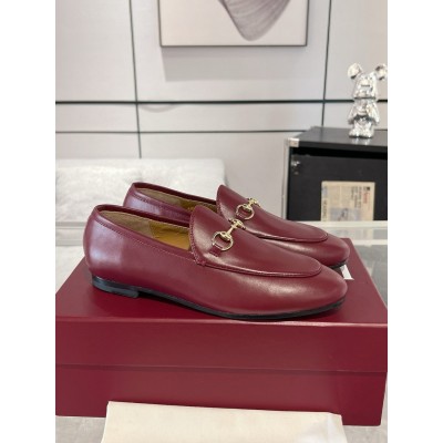 Gucci Women Jordaan Loafers in Bordeaux Calfskin