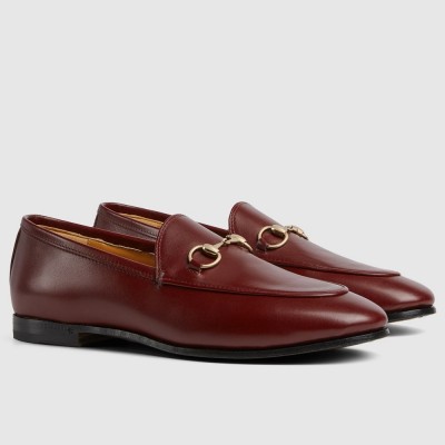 Gucci Women Jordaan Loafers in Bordeaux Calfskin