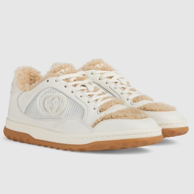 Gucci Women MAC80 Sneakers in White Leather with Wool