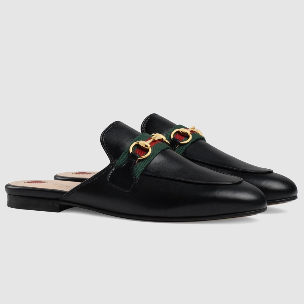 Gucci Women Princetown Slippers in Black Leaher with Horsebit