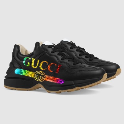 Gucci Women Rhyton Sneakers with Iridescent Gucci Logo