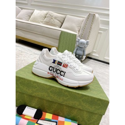 Gucci Women Rhyton Sneakers with Worldwide Print