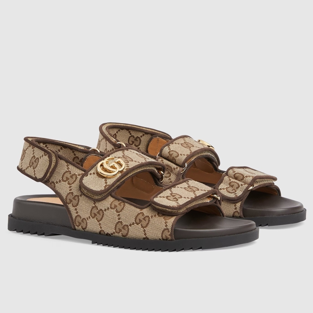 Gucci Women Sandals in Original GG Canvas with Double G