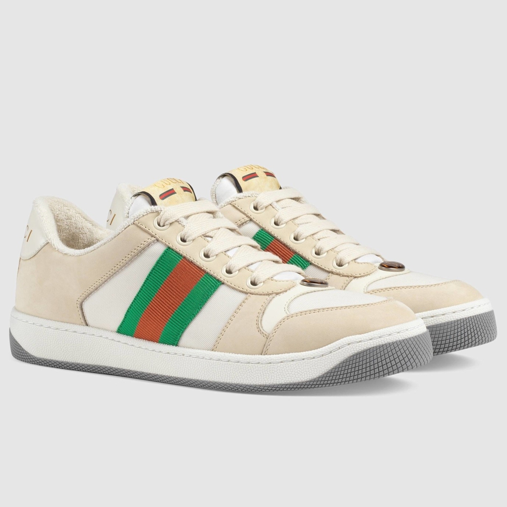 Gucci Women Screener Sneakers in Leather and Nylon