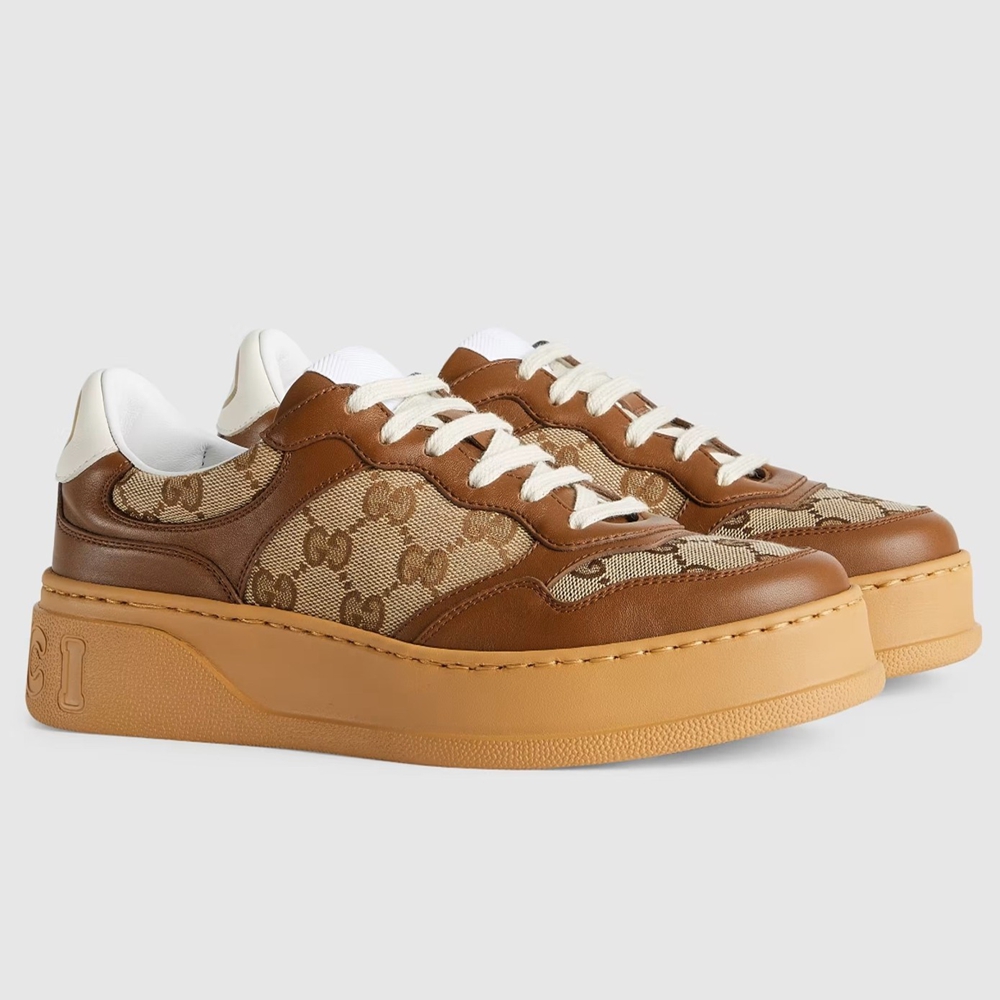 Gucci Women Sneakers in Beige GG Canvas and Leather